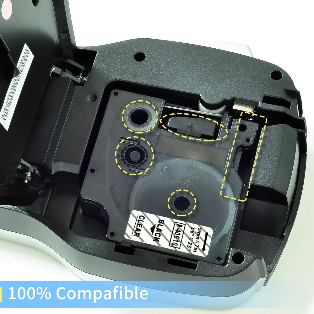 Free Sample Black on Clear 9mm * 7m Label Tape Cassette Compatible DYMO D1 40910 Label Tape for DYMO 160
