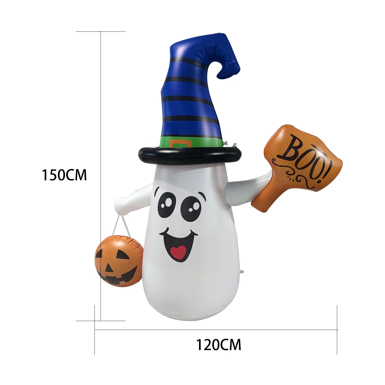 5ft Height Halloween Inflatable LED Lighted White Ghost with Pumpkin Lantern Outdoor Lawn Yard Decoration