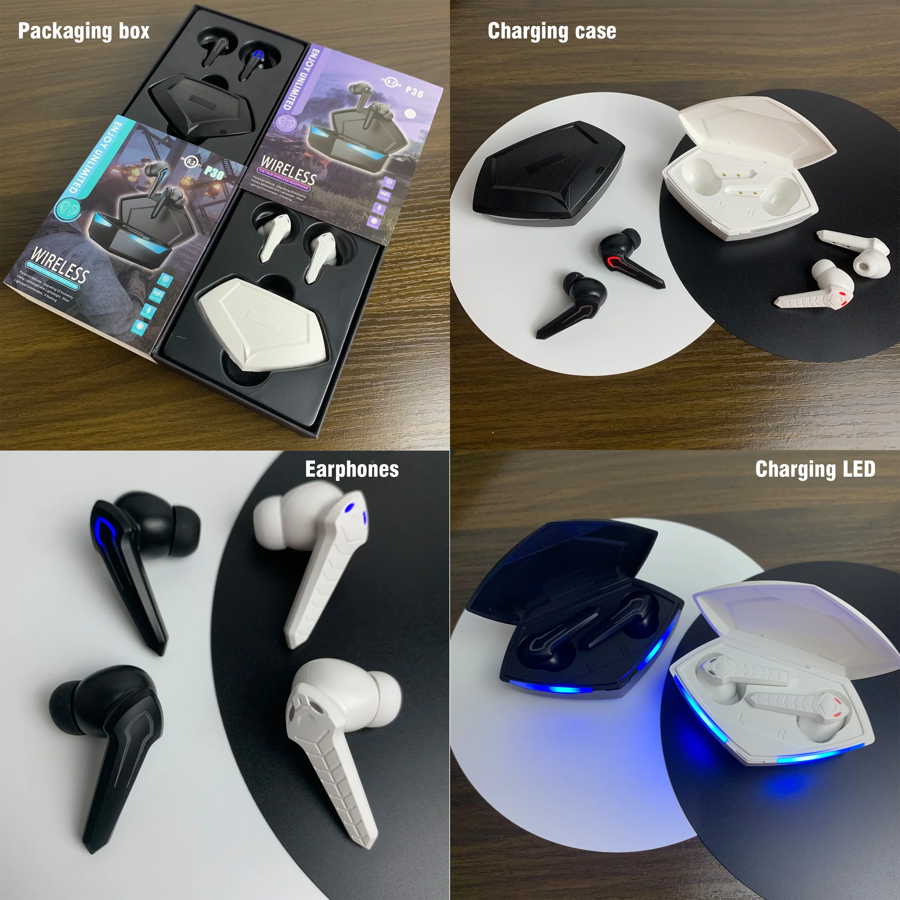  TWS P36 Wireless Gaming 2021 OEM In-ear Headset Earphone Headphone Earbuds with Microphone for