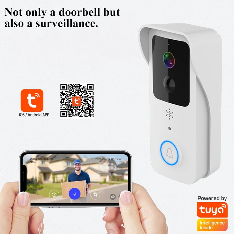 2022 Tuya Video Doorbell 5G Dual WiFi Outdoor Door bell Waterproof IP68 Battery Intercom Smart Home Wireless Door Phone Camera