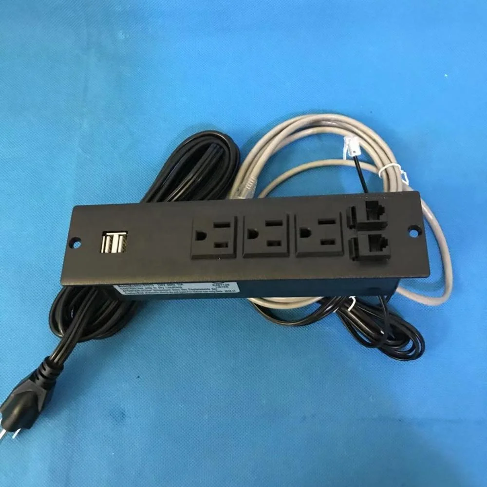 US Power Plug Recessed Desk Usb Outlet with Network Telephone / in USB Hub for Furniture