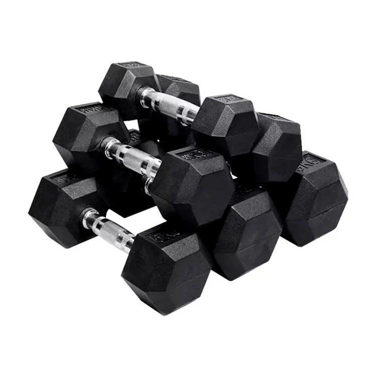 Factory Good Price Cheap Dumbbell Set Gym Equipment Power Training Black Rubber Hex Dumbbell