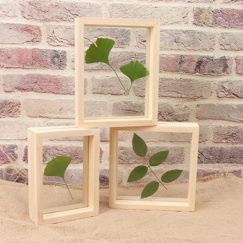 Double Side Glass Wooden Poster Hanger Wall Photo Picture Frame