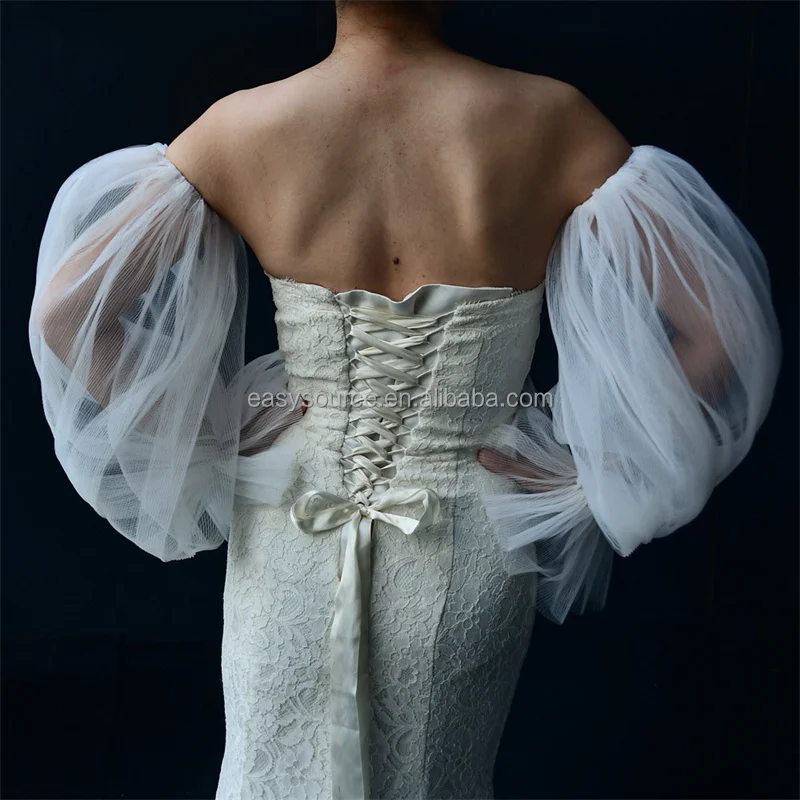 YM98 Classic Wedding Fingerless Gloves Long Tulle Pearls Brides Bridesmaid Sleeves Women Marriage Accessories