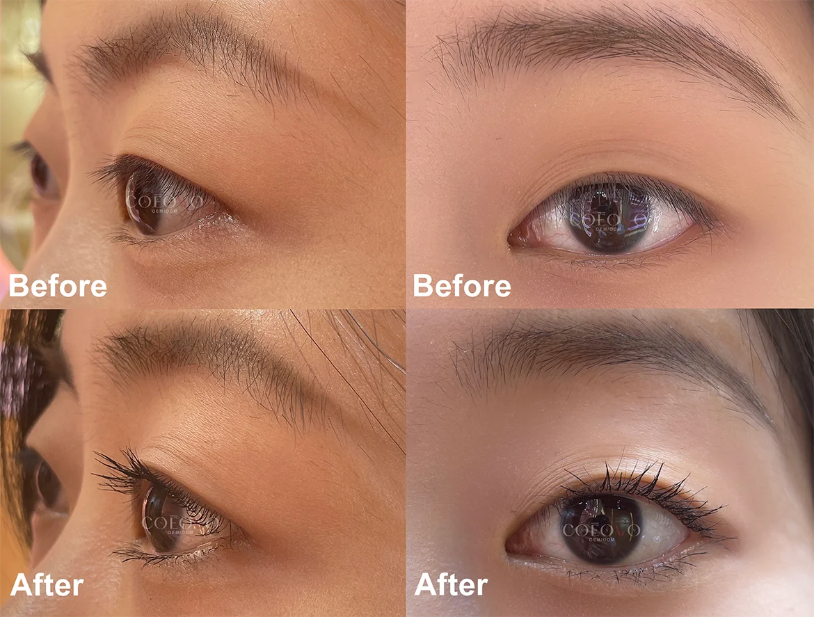 COEOVO Custom Logo Silicone Thick Slender Brush Long Lasting 3D 4D Waterproof Private Label Mascara