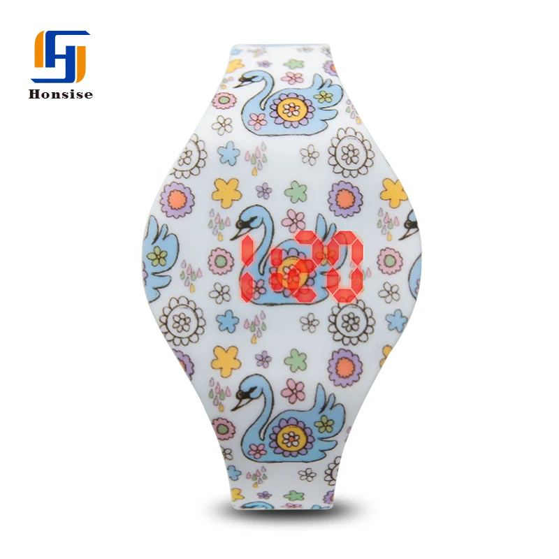 Colorful printing Silicone red light Customized Oval Designer Watch Bands Led Flash Watch