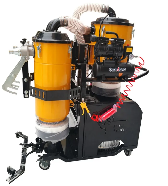 Self-propelled concrete floor grinder PRO850 attach industrial vacuum cleaner V9