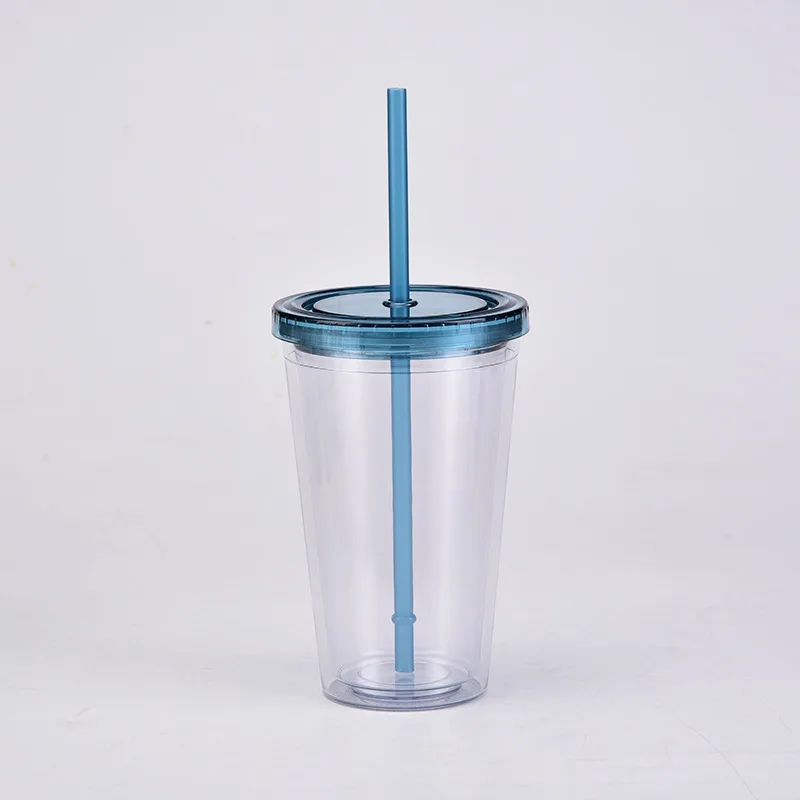 New product transparent customized 16oz color changing plastic cup reusable temperature magic cup with cover and straw