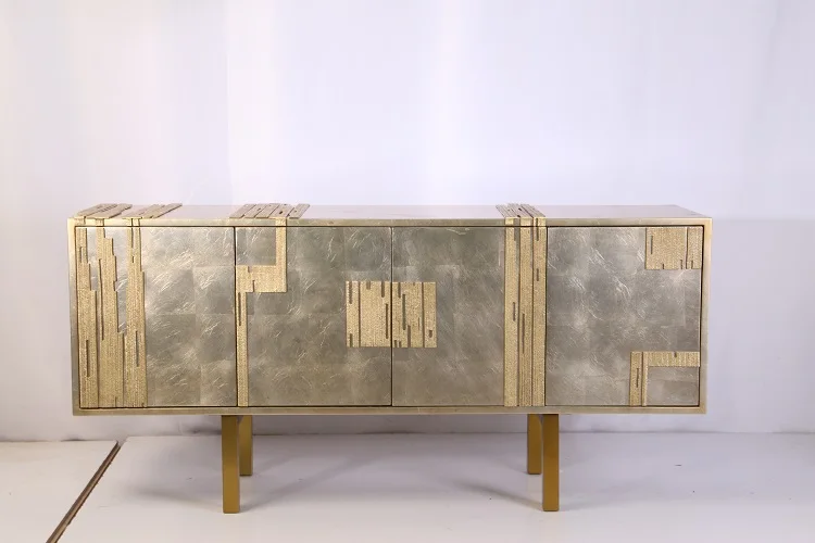 Modern Luxury Solid Wood Side Cabinet Home Hotel Zirconium Phnom Penh Stainless Steel Living Room Hall Elegant Home Furniture