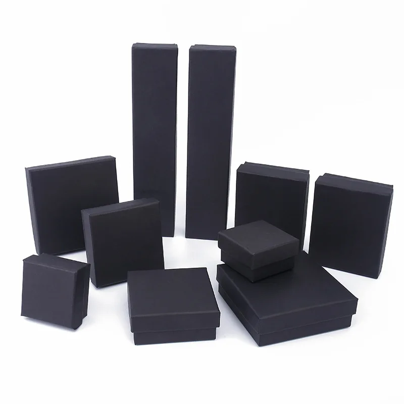 Black Jewelry Packaging Box  Kraft Paper Ring Earrings Bracelet Necklace Jewelry Box