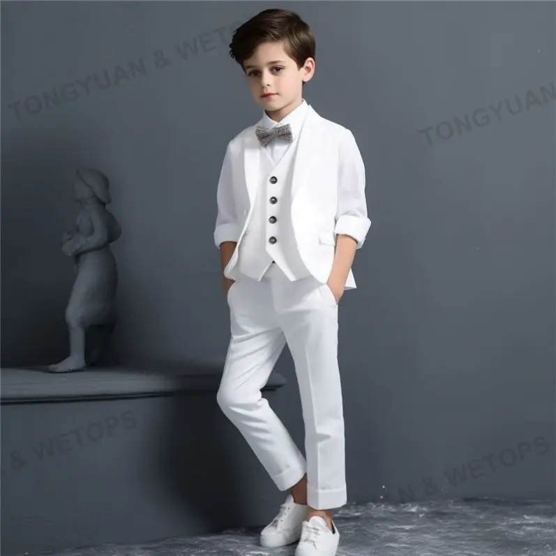 Custom Clothing Boys Clothes Sets Kids Formal Suits Long Sleeve Shirts Vest Pants 3PCS Children Tuxedos Outfits Fashion Party
