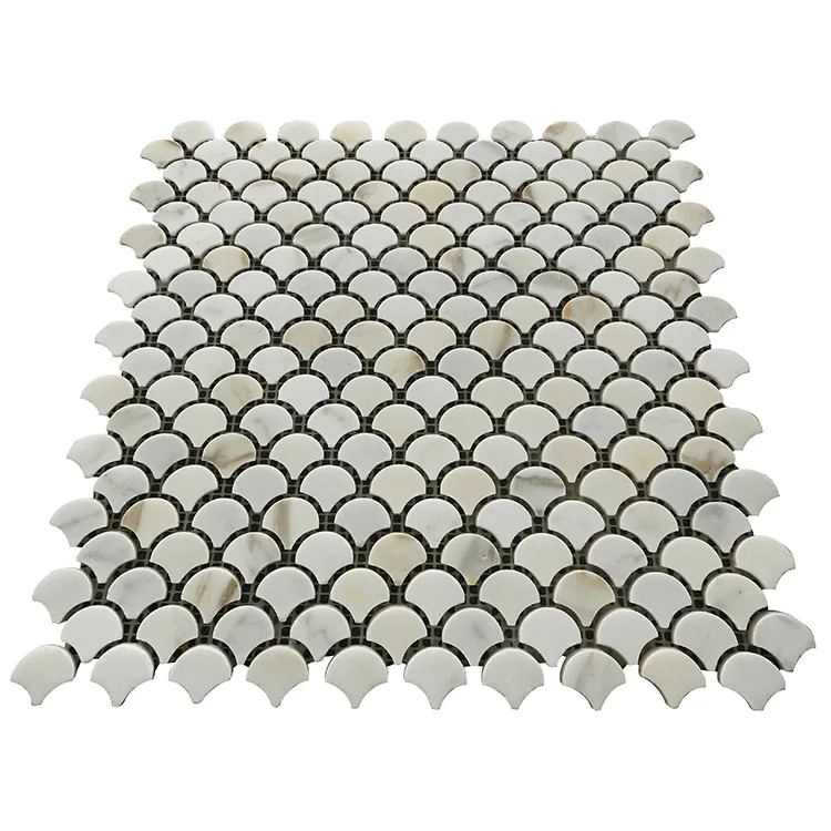 Цветная итальянская Белая мозаичная плитка из мрамора в форме веера хорошего