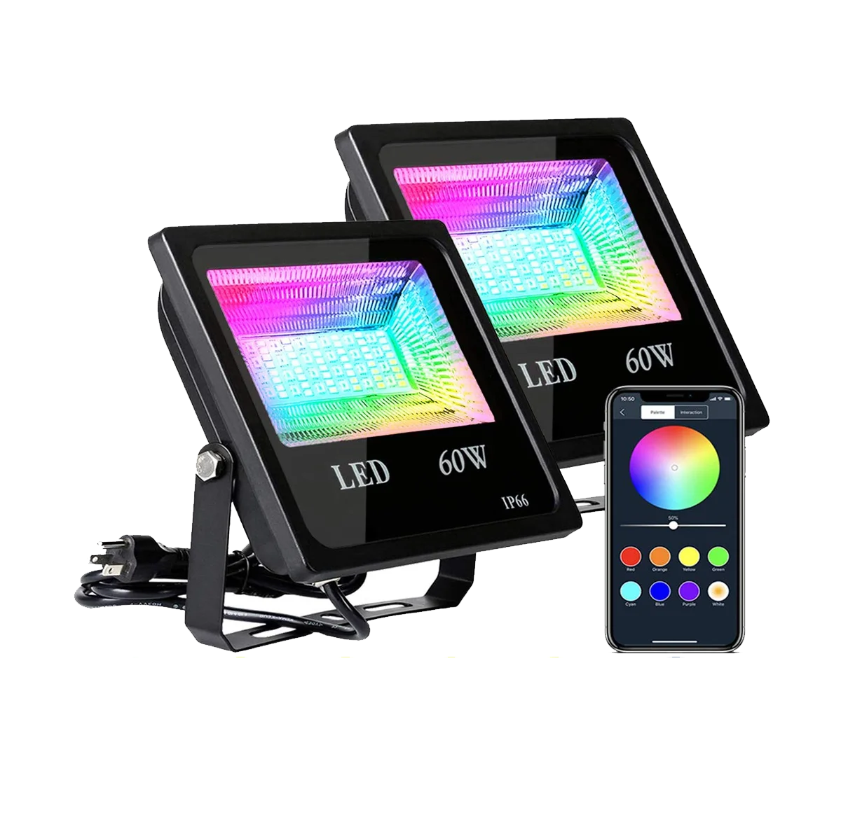 
Remote control new product 60W smart led wifi flood light outdoor app control mesh garden flood light 