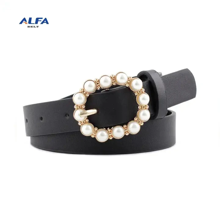 ALFA в винтажном стиле; С металлической пряжкой; waistt поясом с жемчугом Ретро Металлические цепи талии для маленькой девочки искусственная кожа класса люкс женщин