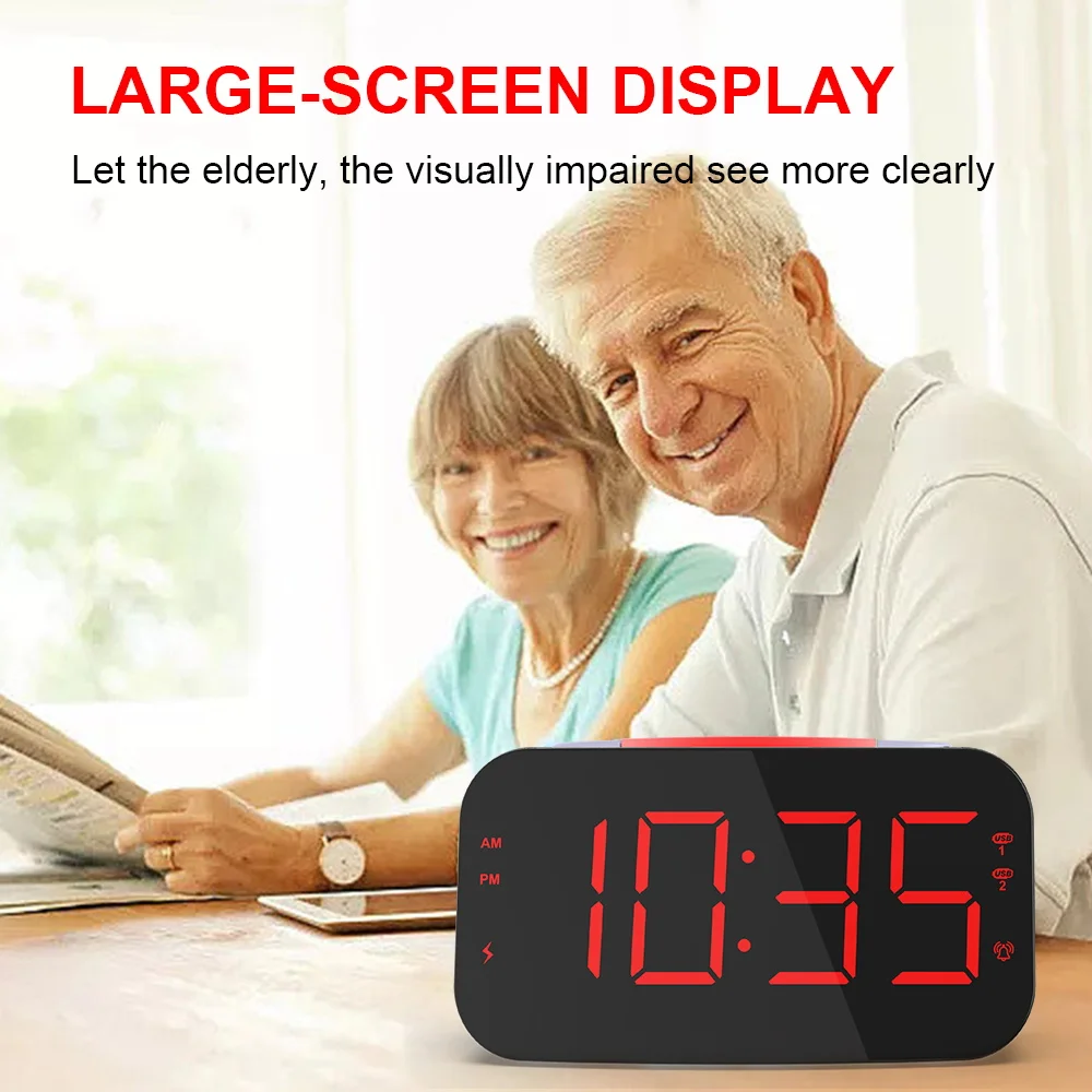 Multifunctional Deaf Alarm Clock Vibrating Clock 2 Usb Charging 7 Colorsunder Pillow Alarm Clock For Us Uk