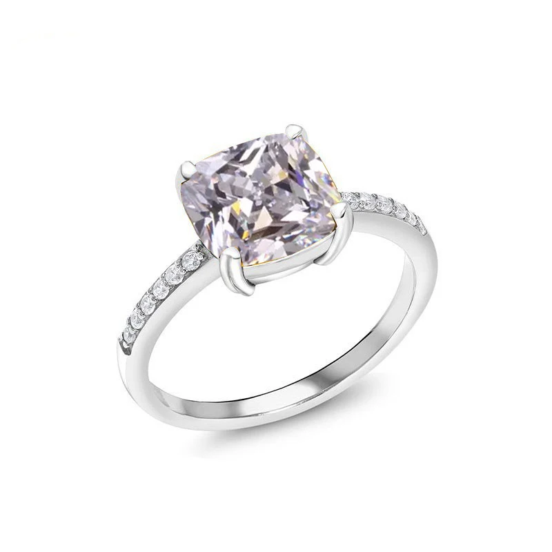 CZ Cubic Zirconia Real Zircon Jewelry Fashion 925 Gemstone Women Custom Couples Engagement Sterling Silver Diamond Wedding Rings