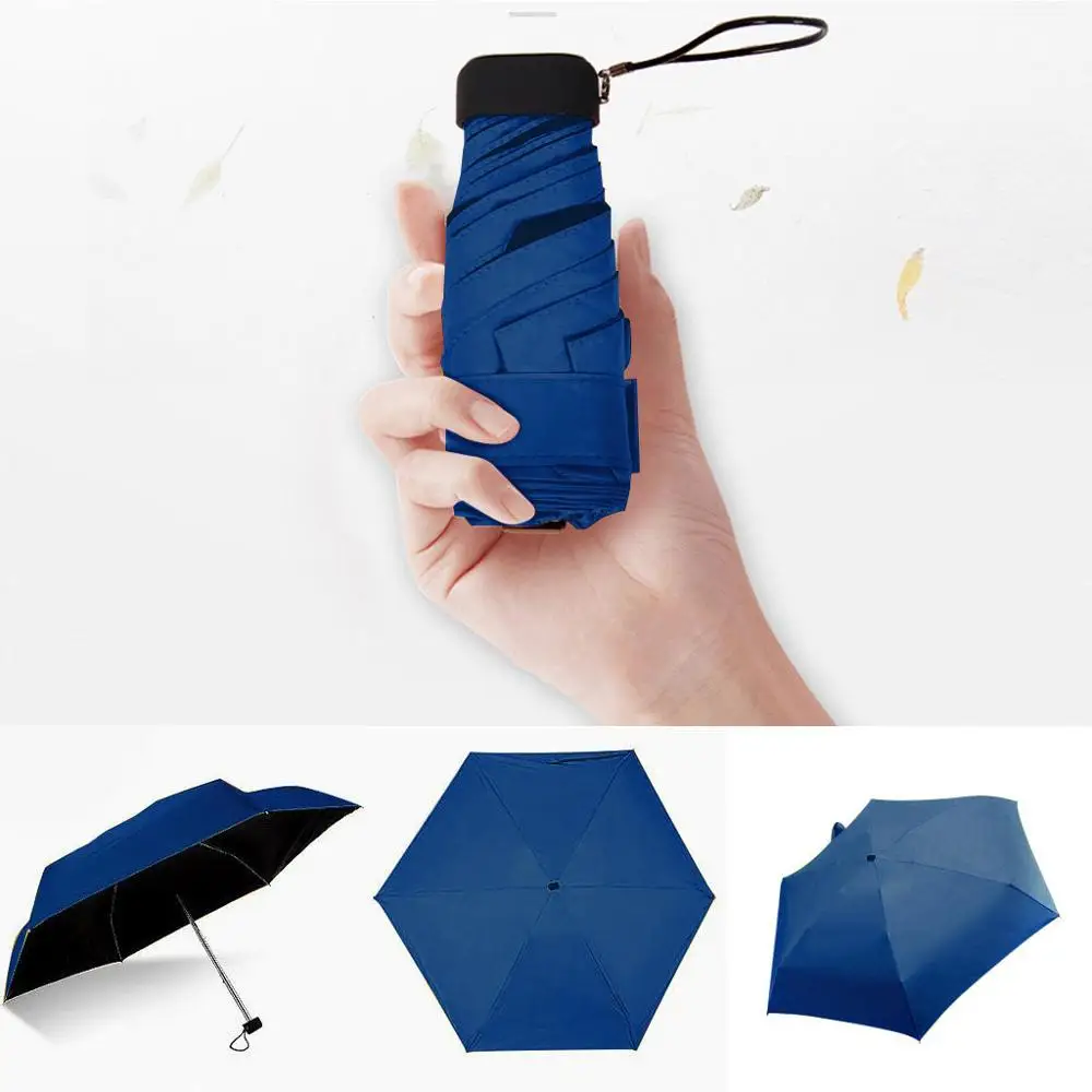 Sun Rain Women Flat Lightweight Umbrella Parasol Folding Sun Mini Umbrella Small Size Easily Store Parasol