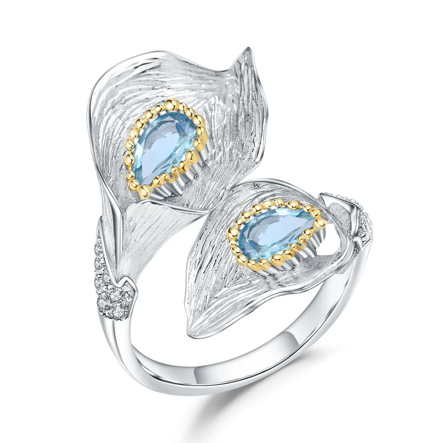 Italy Handmade Jewelry Design Restoring Ancient Ways Is Adjustable Ring S925 Nature Rings Set with Colored Gemstones