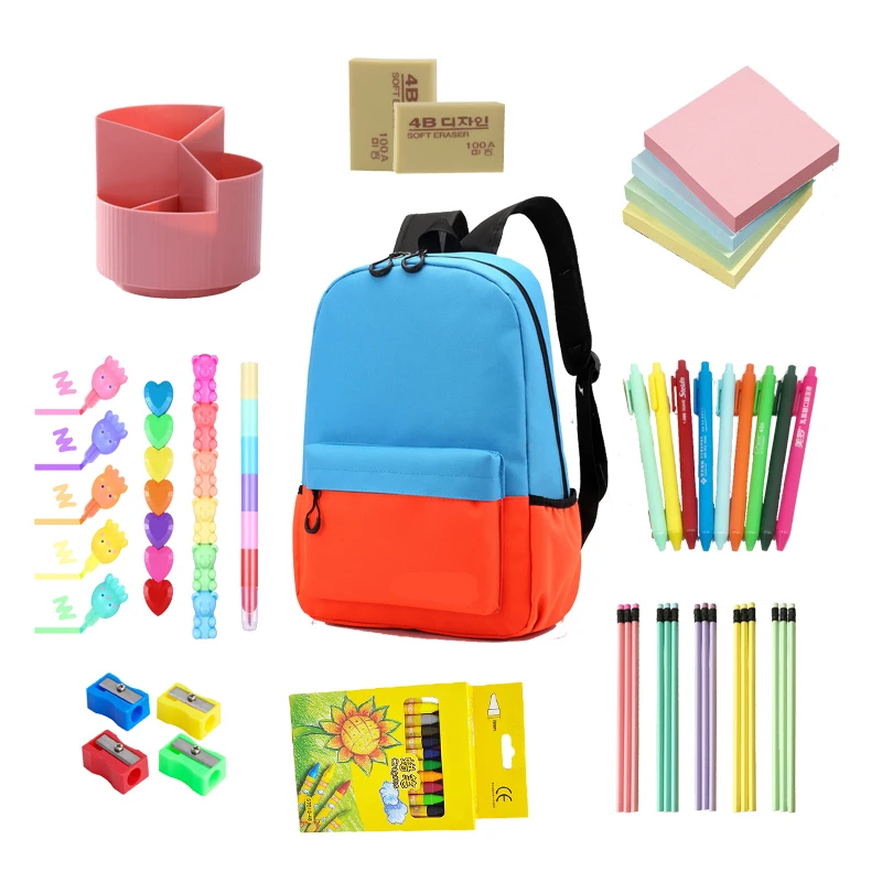 2024 School Office Supplies kids stationery set eraser pencil ballpoint pen backpack School stationery kits