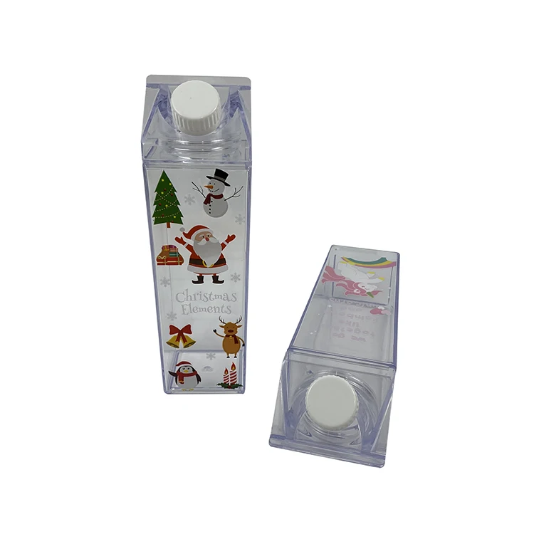 
Bpa Free Milk Carton Shaped 500ml Square Plastic Bottles Eco Acrylic Milk Carton Water Bottle For Outside Sports Drinking 