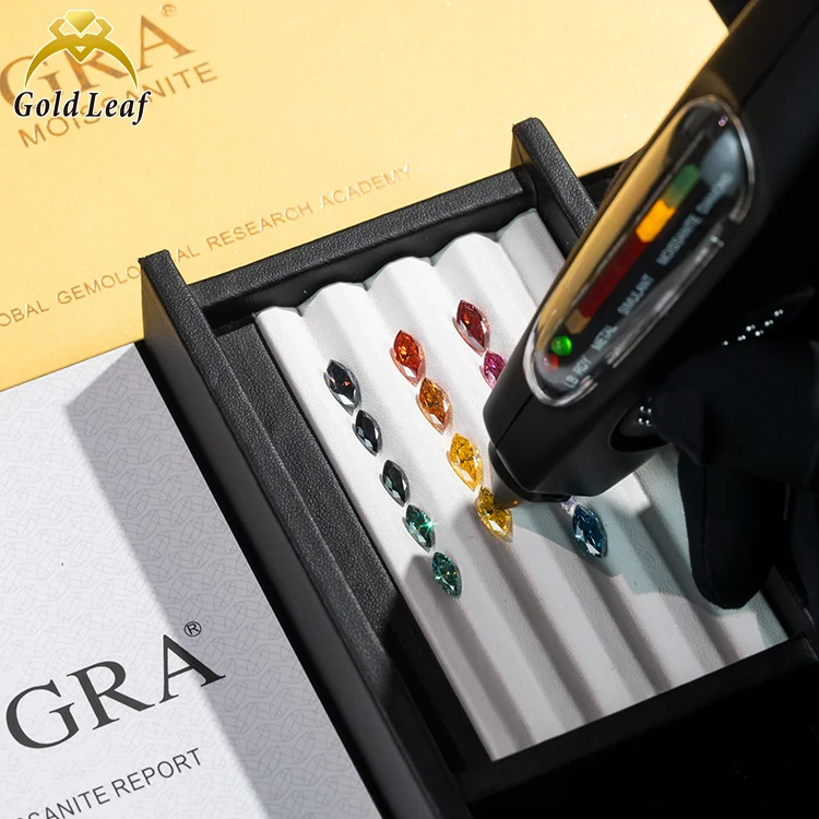Goldleaf gems Marquise cut loose moissanite stones VVS1 DEF color moissanite GRA Certificate pass diamond tester