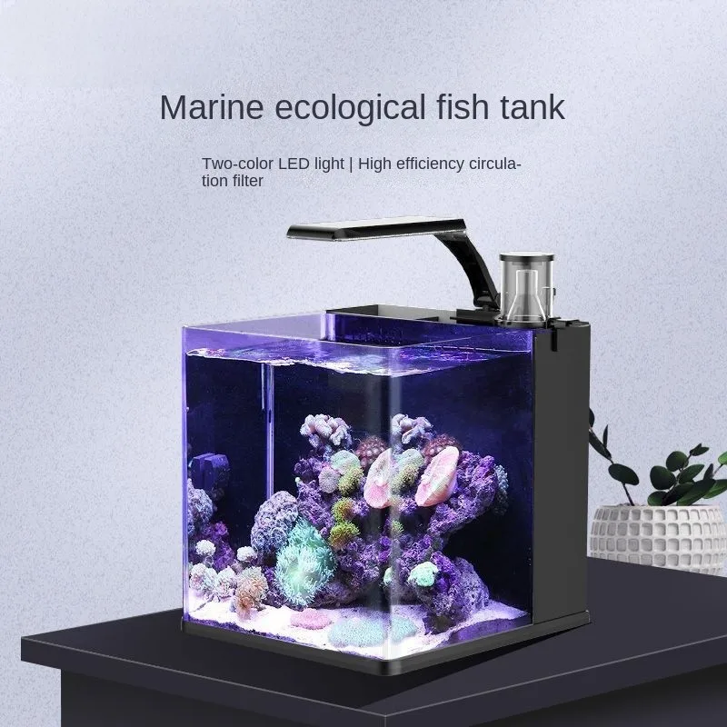 Rectangle Fish  Small Jellyfish Aquarium Cube Artificial Filter Pump Seawater Living Room  Home Full  Of Equipment