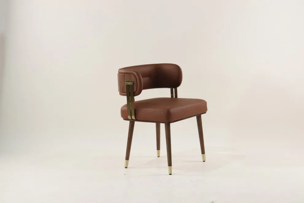 Mid century modern design upholstered cafe chair plywood comfort Cricket Dining Chair walnut for kitchen restaurant hotel