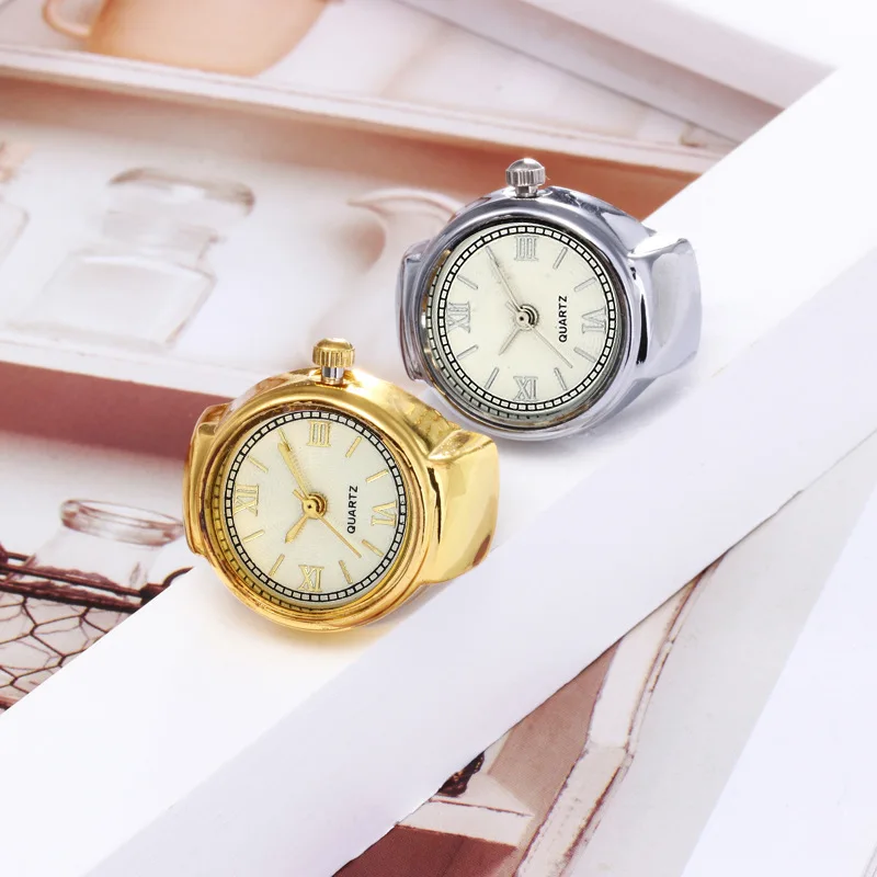 2024 New Style Ring Quartz Watch For Women and Men Round Mini Clock Rose Gold Vintage Finger Ring Watch Wholesale