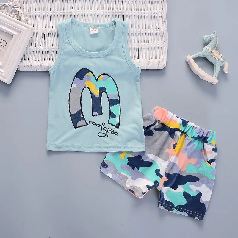 boutique kid summer clothing sets baby color camouflage boy girl vest pant toddler baby sleeveless costume children clothes
