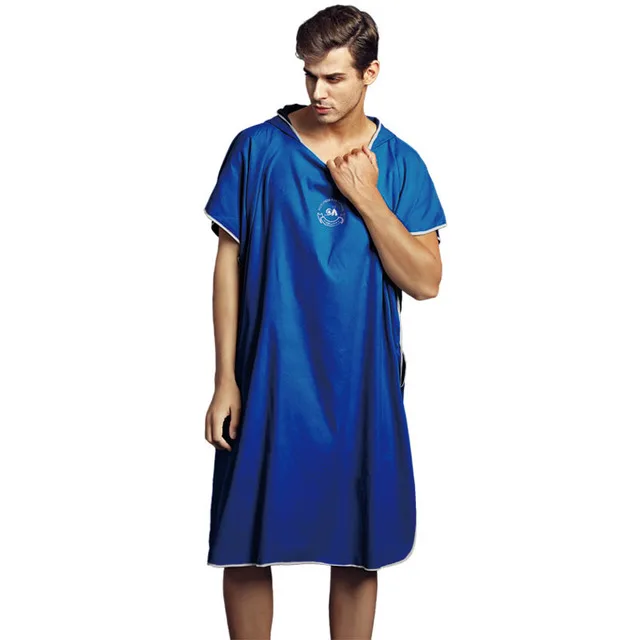 Hiturbo Instant dry absorbent microfiber suede beach surf cape Swimming towel plain hooded changing robe