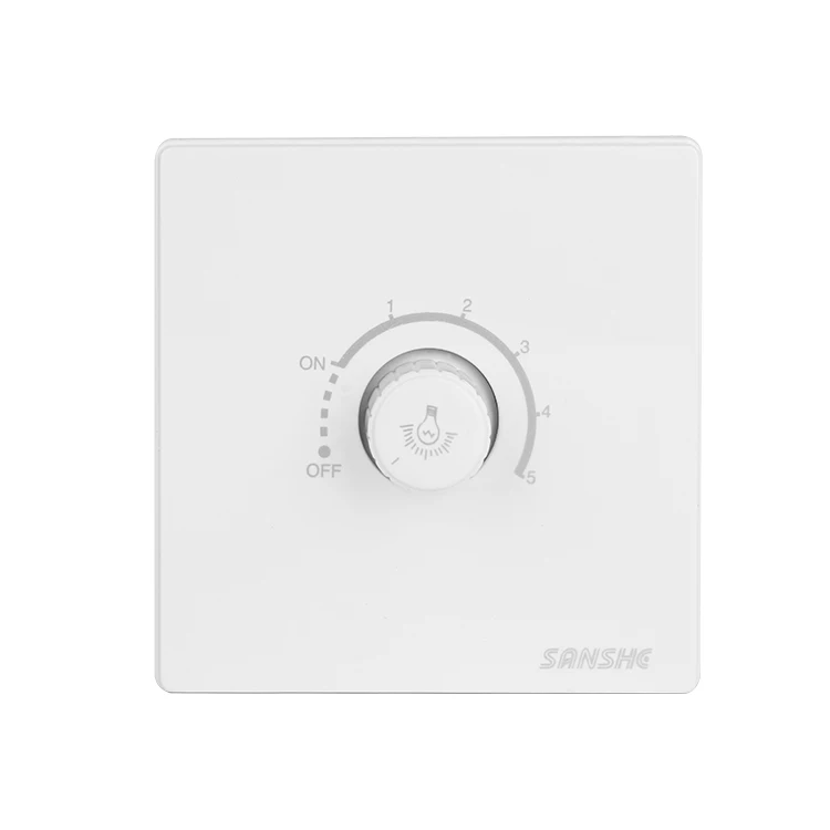 SANSHE high quality S8 series 86mm*86mm wall electrical light dimmer controller switch and fan speed regulator switch