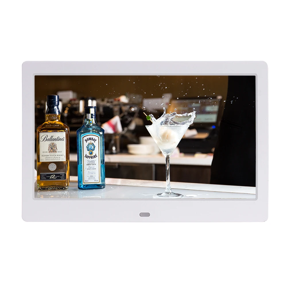 Digital Photo Frames 10 inch with 1024x600 HD Screen Advertising Display Support 1080P Video/Music SD Card/USB Slot