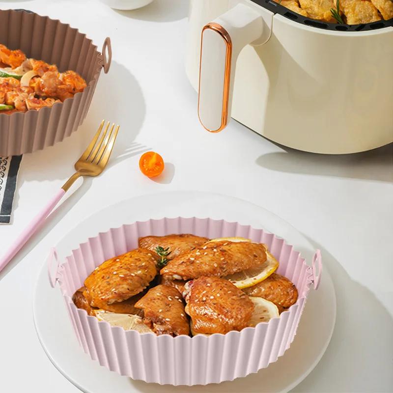 Air Fryers Oven Baking Tray Fried Chicken Basket Mat AirFryer Silicone Pot Round Grill Pan Accessories