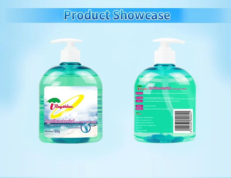 Rayshine Wholesale Custom Private Brand  eco-friendly Ocean fragrance Liaquid Soap for hand washing with Pump Head 500G