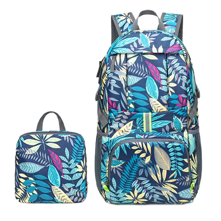 factory blue airline approved vintage polyester high-capacity outdoor travel backpack folding anti theft bag for traveling