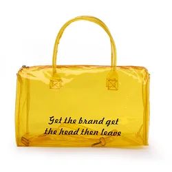 Custom logo transparent colored PVC travel duffle bags spend the night tote bags clear