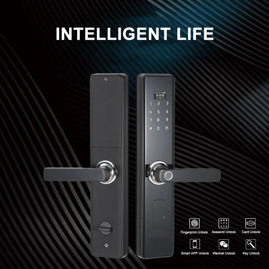 Custom Cheap Battery Powered Fingerprint Password Card Apartment System Indoor Panel Door Smart Locks with Screen