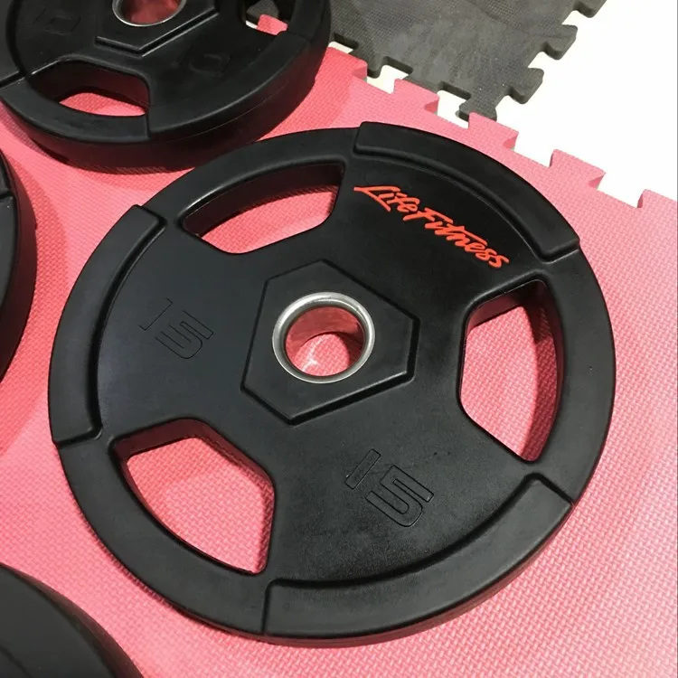 2024 new 5kg/10kg/15kg/20kg /25kg Cheap Gym three-hole sheet hand-grab sheet gym dedicated home PU barbell weight plates