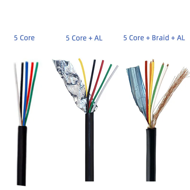 AWM 26AWG OD3.6mm  wire with aluminum foil multicore cable sheathed wire shielded for data transmission  5 core power cable