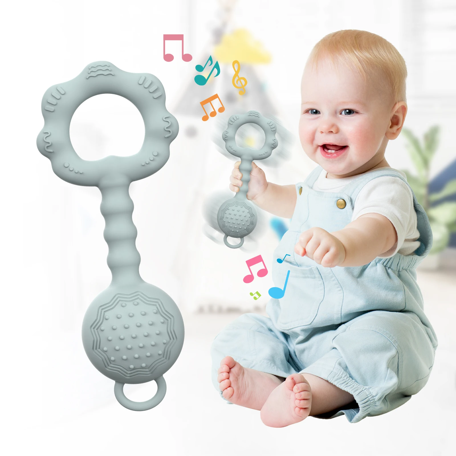Baby 0-12 Months Food Grade Teething Toys For Babies 0 3 6 9 12 18 Mo Toys Silicone Baby Teething Teethers Toys