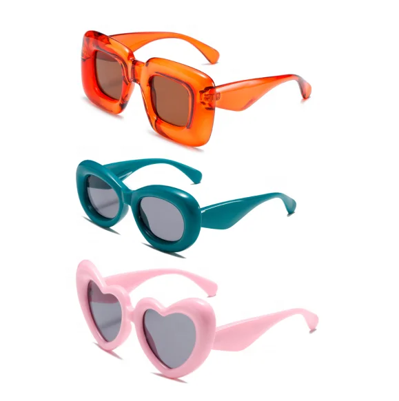 New Arrival Heart Shaped Sweet Candy Color Shades UV400 Y2K Trendy Candy Color Inflatable Heart Shaped Gafas De Sol