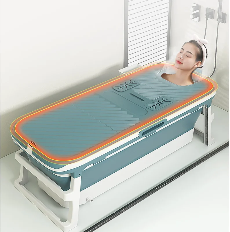 Family Bathroom SPA Tub with Thermostatic Cover for Shower 149cm Large Size Soaking BathTub for Adult