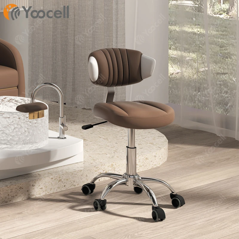 Yoocell white saddle seat stool salon barber stool office chair swivel salon stool chair for salon workshop home office