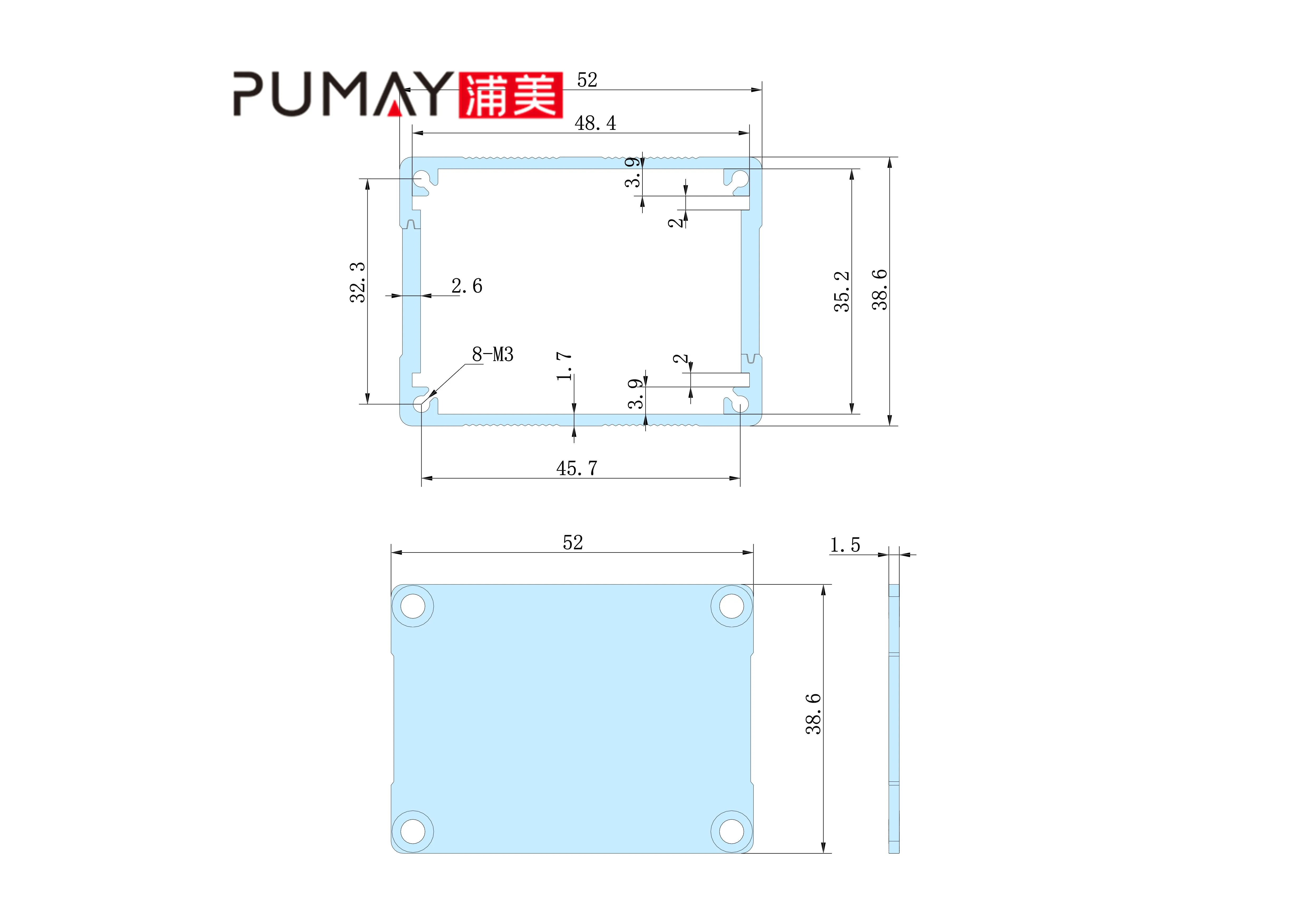 outdoor equipment enclosure none protection aluminum enclosure 52*38-80 mm