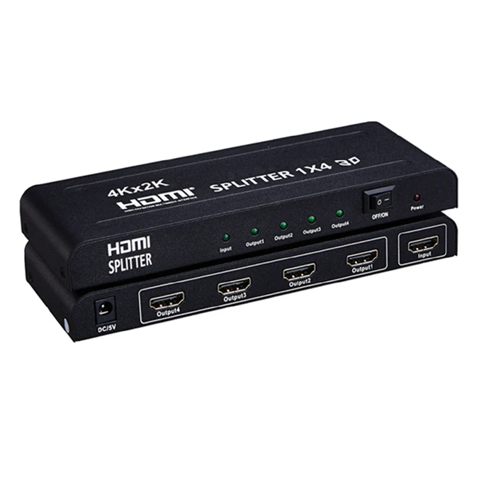 4K 4Port HDMI Splitter 1x4 HDTV Distribution Amplifier Support 3D