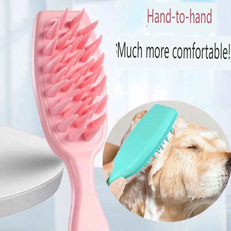 2024 New Pet Shower Brush Silicone Handle Anti Hair Care Cleaning Pet Shower Supplies