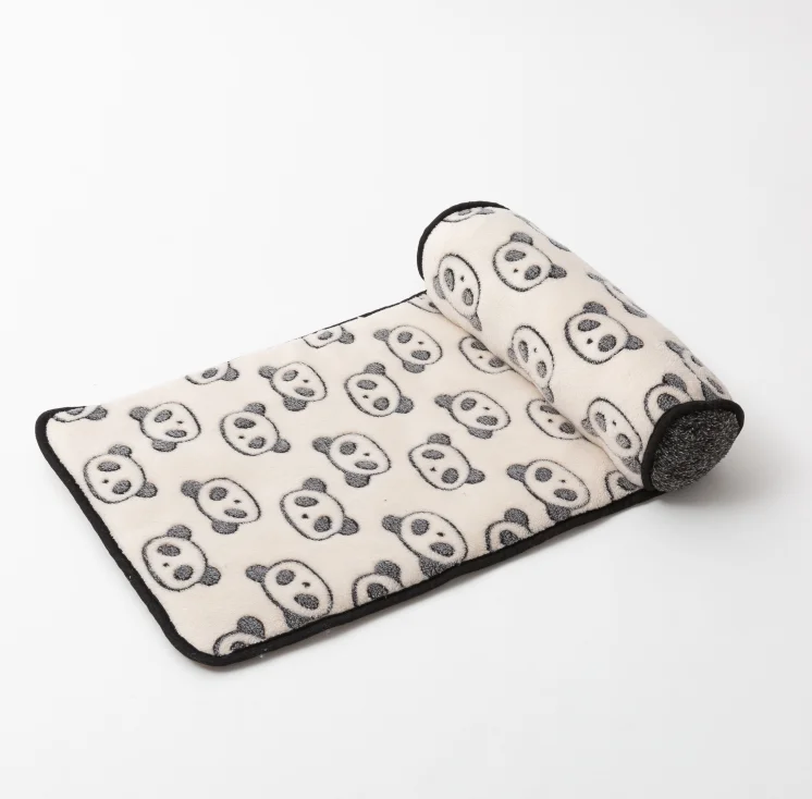 
2021 wholesale washable portable Pet mat with pillow Panda Style Fun House cats and dogs small animals rolling up faux fur bed 