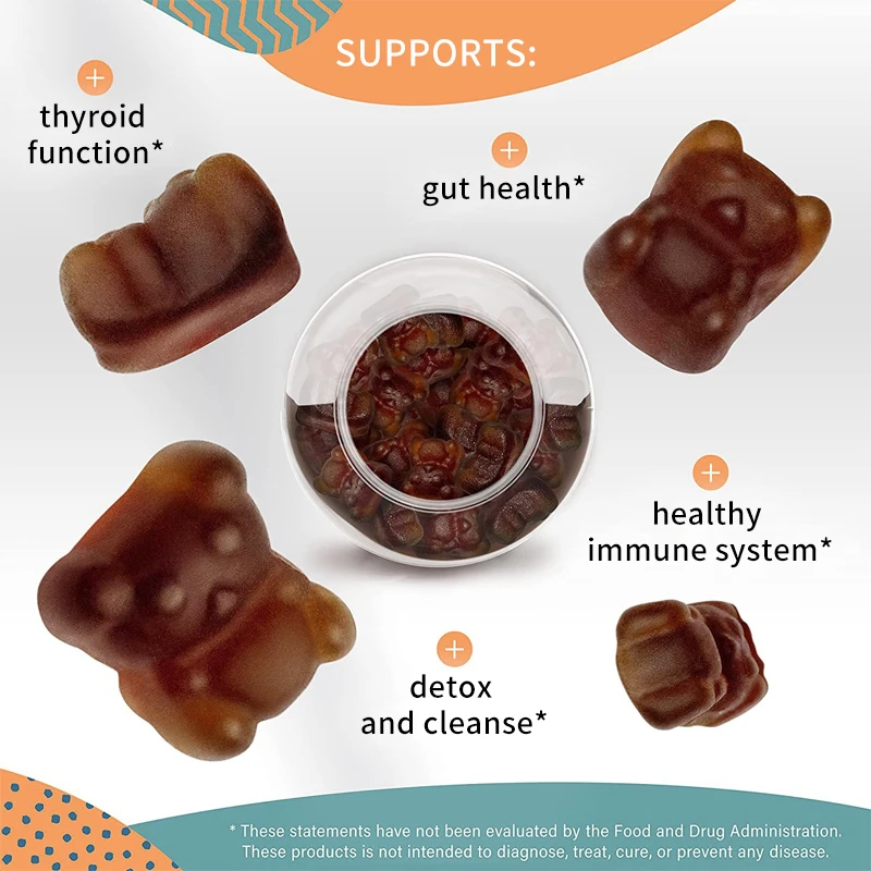 100% Natural Private Label Organic Irish Bulk Bladderwrack Burdock Root Vegan Sea Moss Gummies