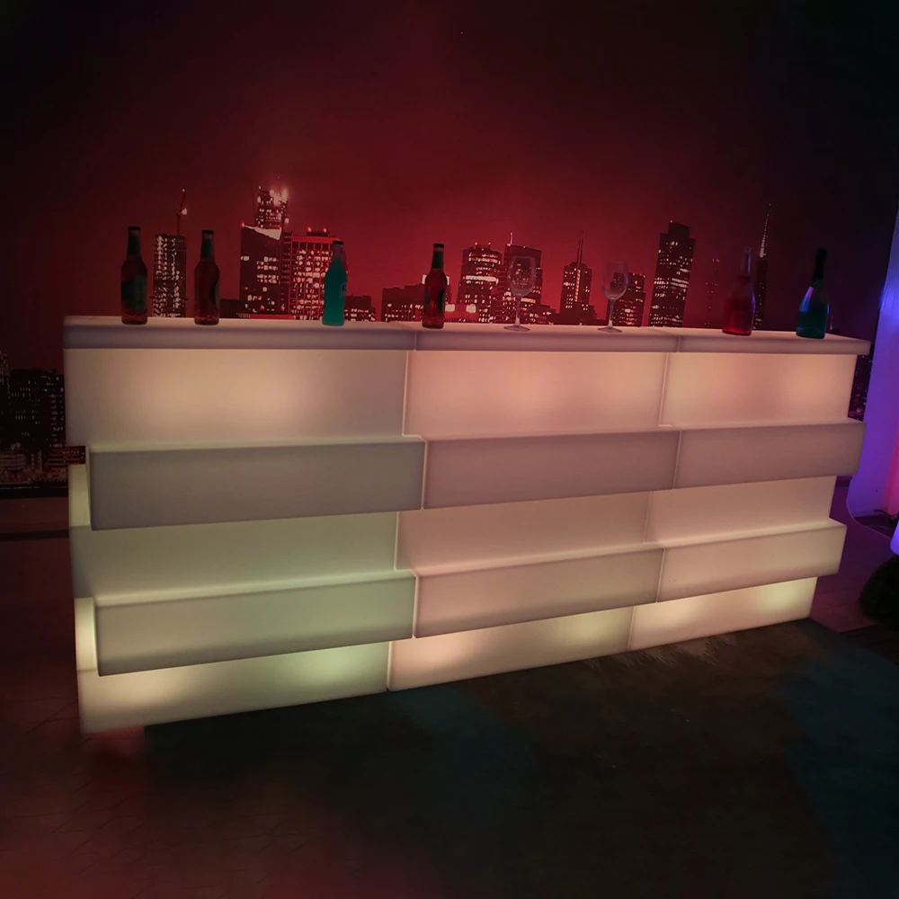 Combinable Counter Table Mobile Bar Furniture Illuminated Straight Led Building Blocks Bar Counter With Led Light Nightclub