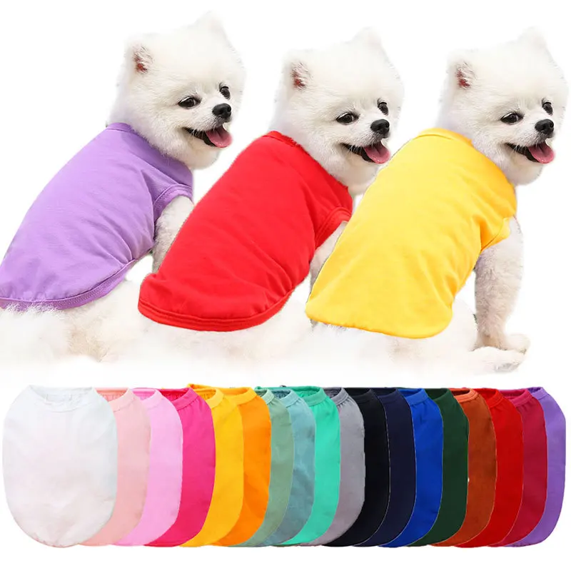 Cheap Wholesale Custom Pets Clothes And Accessories Summer Cotton Blank Dog Vest Dog T-shirts